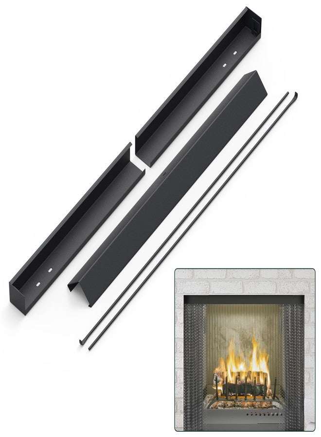 Flehomo Adjustable Fireplace Rod Kit for Fireplace Spark Screen, Rod and Valance Kit Install to Leveling The Fireplace Mesh Screen Curtain - Image 1